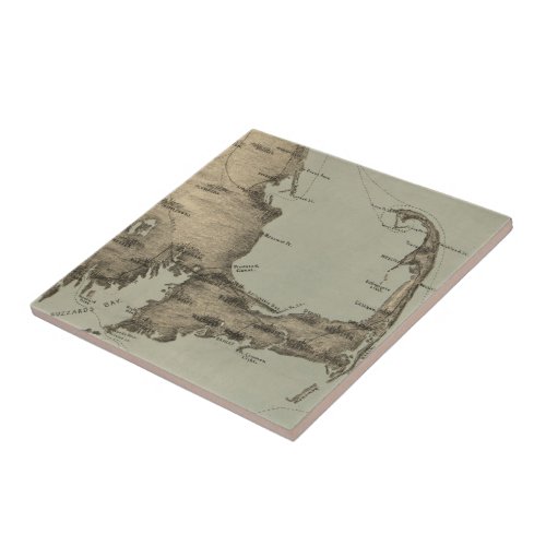Vintage Map of Cape Cod 1885 Ceramic Tile