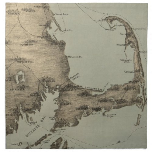 Vintage Map of Cape Cod 1885 Napkin