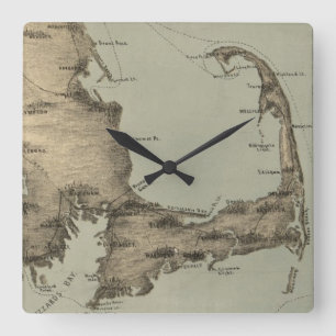 Vintage Map of Cape Cod (1885) Square Wall Clock