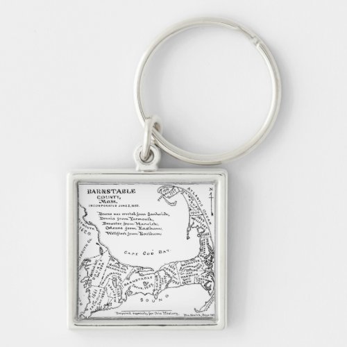 Vintage Map of Cape Cod 1890 Keychain