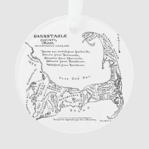 Vintage Map of Cape Cod (1890) Ornament