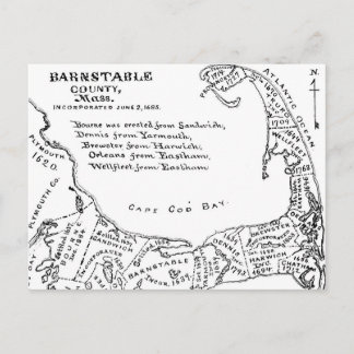 Vintage Map of Cape Cod (1890) Postcard