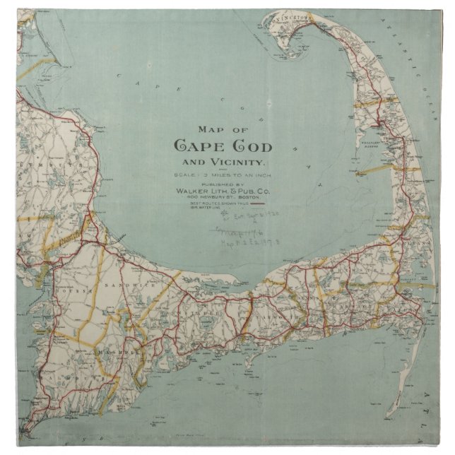 Vintage Map of Cape Cod (1917) Cloth Napkin (Front)