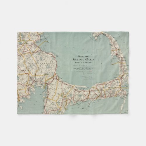 Vintage Map of Cape Cod 1917 Fleece Blanket