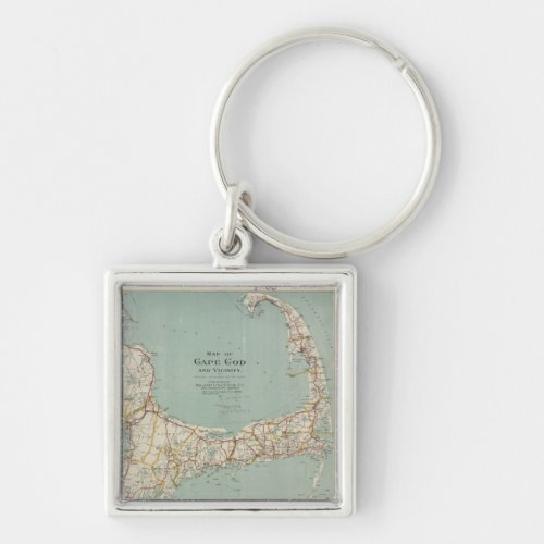 Vintage Map of Cape Cod 1917 Keychain
