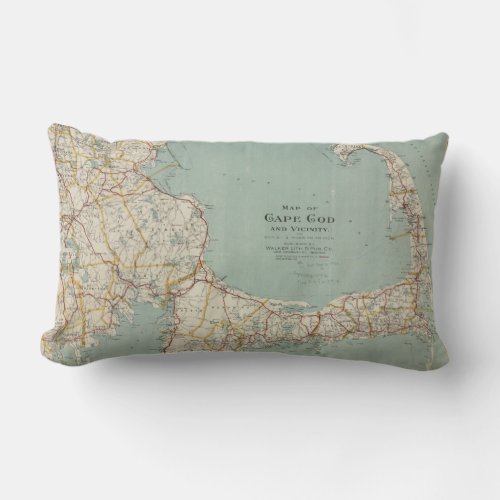 Vintage Map of Cape Cod 1917 Lumbar Pillow