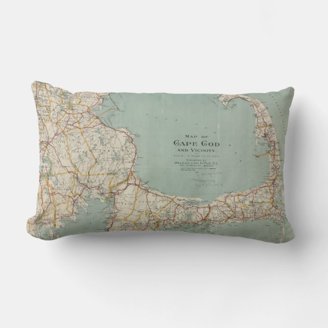 Vintage Map of Cape Cod (1917) Lumbar Pillow (Front)