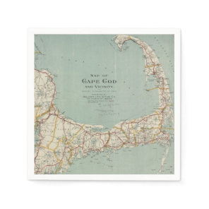 Vintage Map of Cape Cod (1917) Paper Napkins