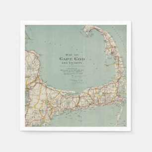 Vintage Map of Cape Cod (1917) Paper Napkins