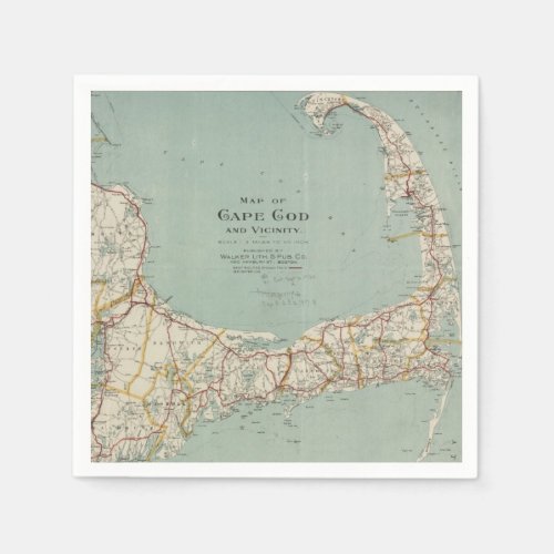 Vintage Map of Cape Cod 1917 Paper Napkins