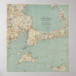 Vintage Map of Cape Cod (1917) Poster