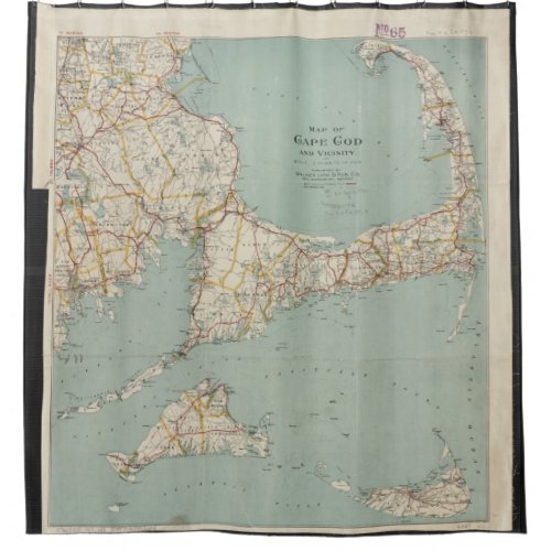 Vintage Map of Cape Cod 1917 Shower Curtain