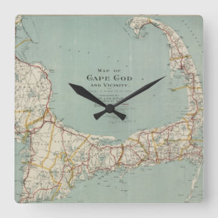 Vintage Map of Cape Cod (1917) Square Wall Clock