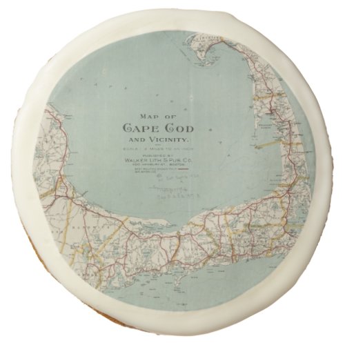 Vintage Map of Cape Cod 1917 Sugar Cookie