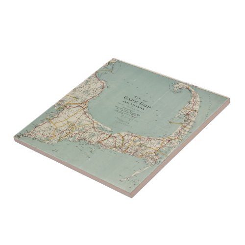 Vintage Map of Cape Cod 1917 Tile