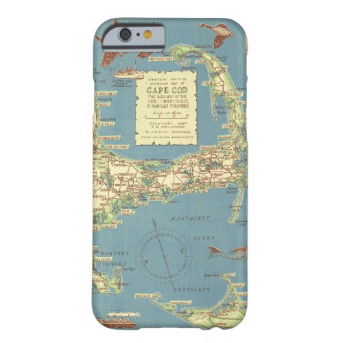 Vintage Map of Cape Cod 1940 Barely There iPhone 6 Case