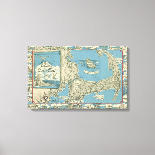 Vintage Map of Cape Cod (1945) Canvas Print