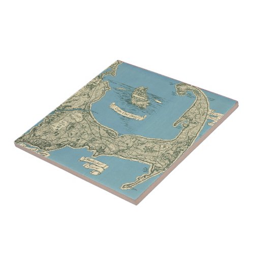 Vintage Map of Cape Cod 1945 Ceramic Tile
