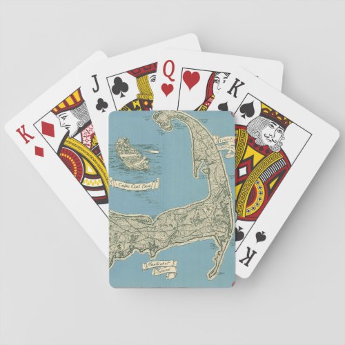 Vintage Map of Cape Cod 1945 Playing Cards