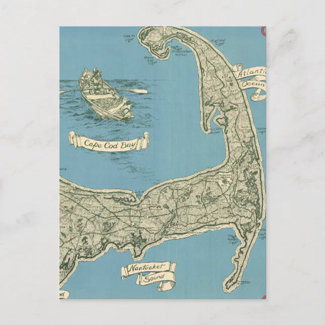 Vintage Map of Cape Cod (1945) Postcard | Zazzle