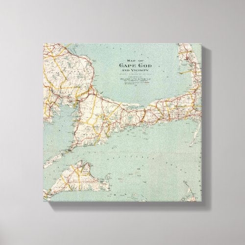 Vintage map of Cape Cod Massachusetts Canvas Print