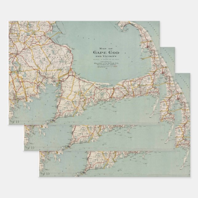 Vintage map of Cape Cod, Massachusetts Wrapping Paper Sheets