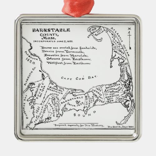 Vintage Map of Cape Cod Metal Ornament