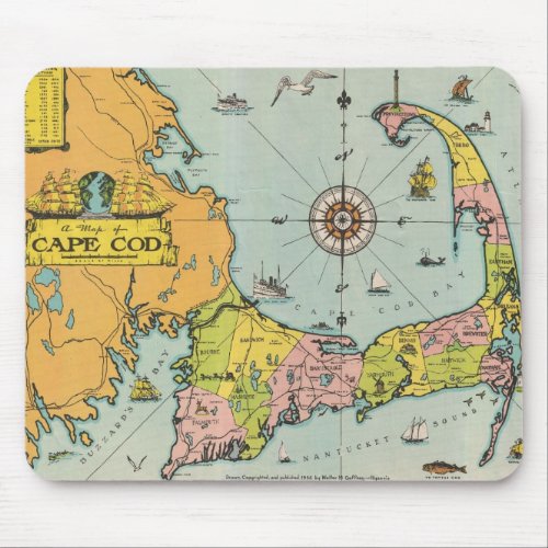 Vintage Map of Cape Cod Mouse Pad