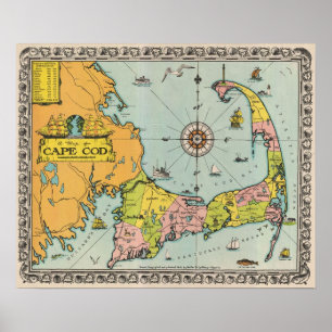 Vintage Map of Cape Cod Poster