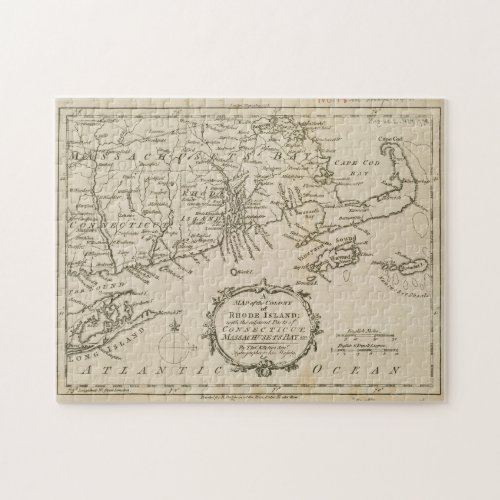 Vintage Map of Cape Cod  Rhode Island 1778 Jigsaw Puzzle