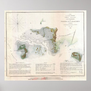 Vintage Map of Cedar Key Florida (1852) Poster