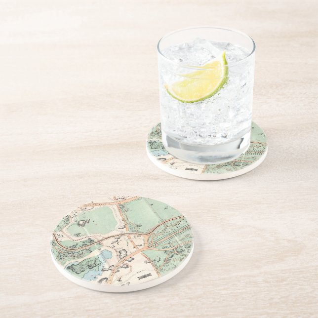 Vintage Map of Central Park (1860) Drink Coaster (Side)
