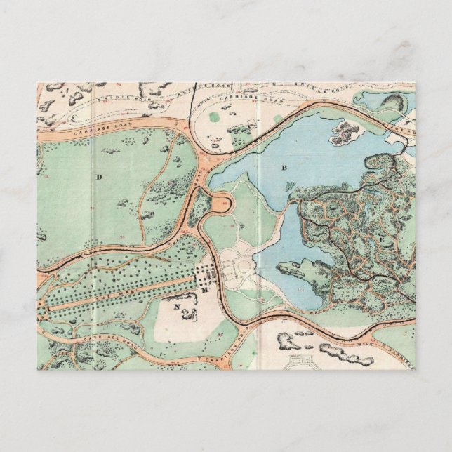 Vintage Map of Central Park (1860) Postcard (Front)