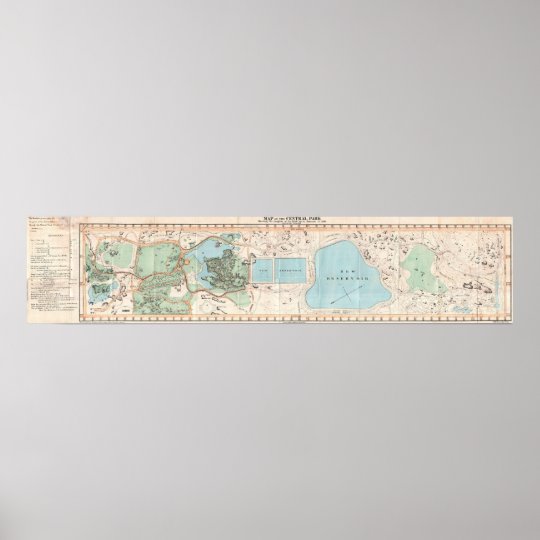Vintage Map of Central Park (1860) Poster | Zazzle.com