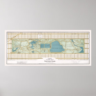 Vintage Map of Central Park. New York, 1875 Poster