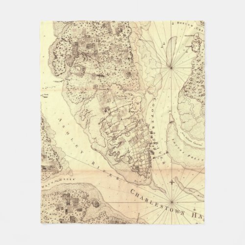 Vintage Map of Charleston South Carolina 1780 Fleece Blanket