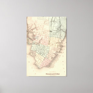 Vintage Map of Charleston South Carolina (1855) Canvas Print