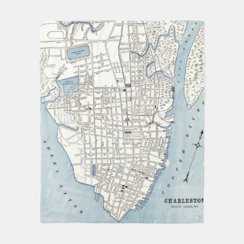Vintage Map of Charleston South Carolina 1898 Fleece Blanket