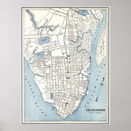 Vintage Map of Charleston South Carolina (1898) Poster