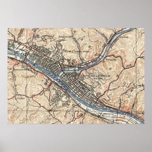 Vintage Map of Charleston West Virginia 1931 Poster