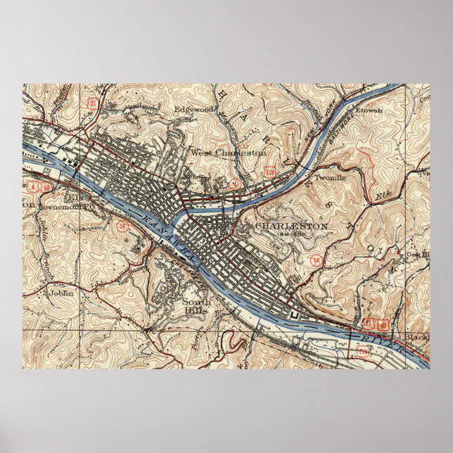 Vintage Map of Charleston West Virginia (1931) Poster | Zazzle