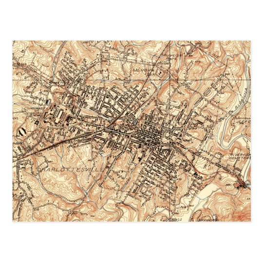 Vintage Map of Charlottesville Virginia (1960) Postcard