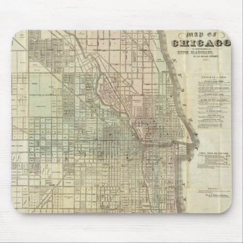 Vintage Map of Chicago 1857 Mouse Pad