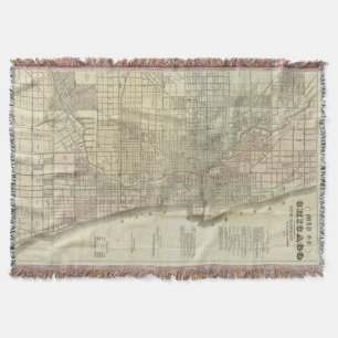Vintage Map of Chicago (1857) Throw Blanket
