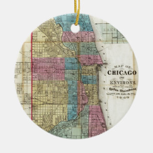 Vintage Map of Chicago (1869) Ceramic Ornament