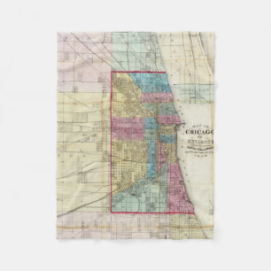 Vintage Map of Chicago (1869) Fleece Blanket