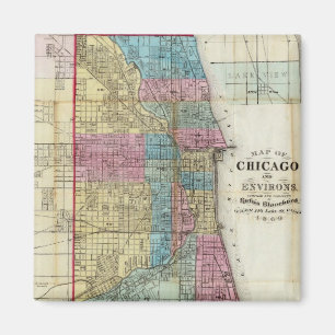 Vintage Map of Chicago (1869) Magnet
