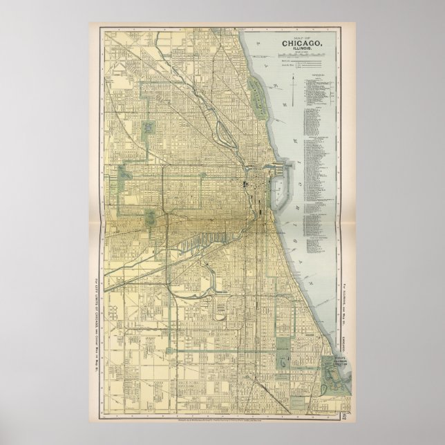 Vintage Map of Chicago (1891) Poster (Front)