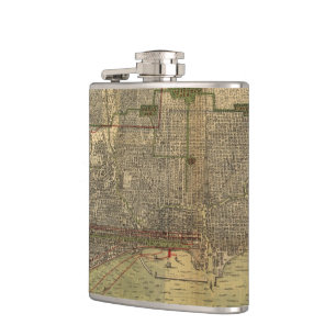 Vintage Map of Chicago (1892) Flask