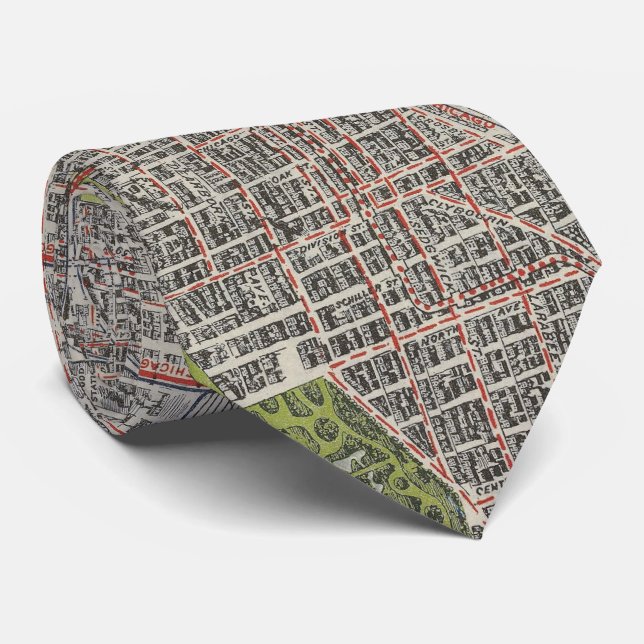Vintage Map of Chicago (1912) Tie (Rolled)